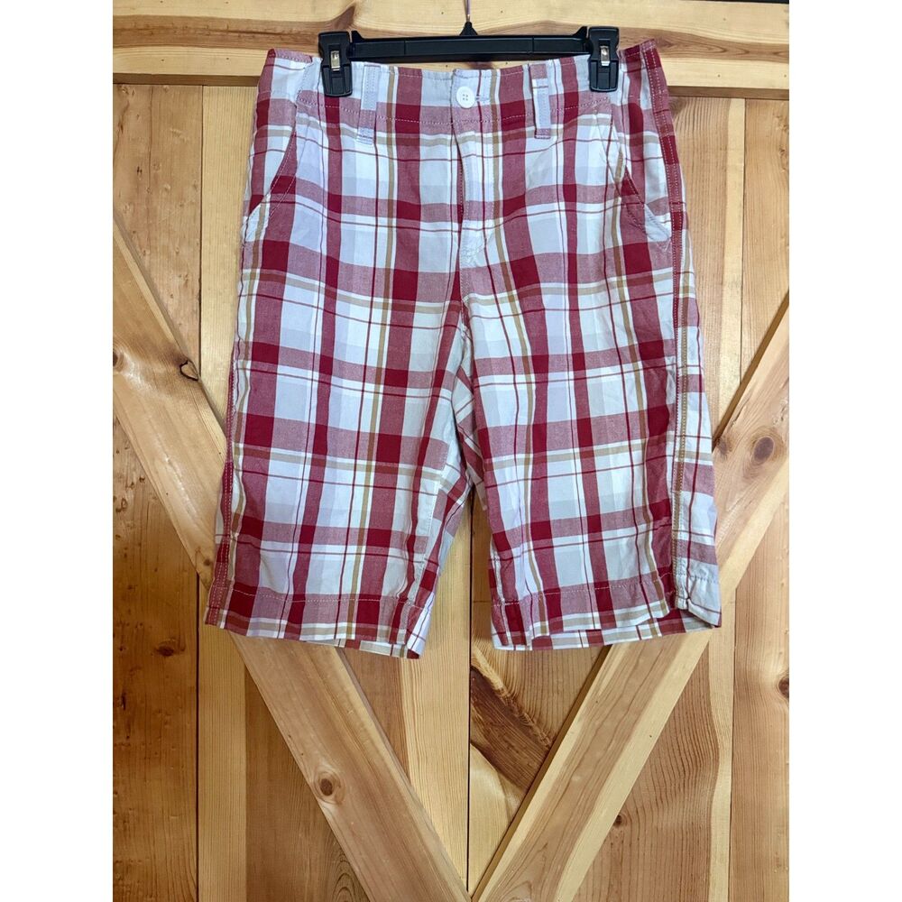 URBAN PIPELINE Men's Red Plaid Chino Flat Front Cotton Casual Shorts Size 30 Y2K